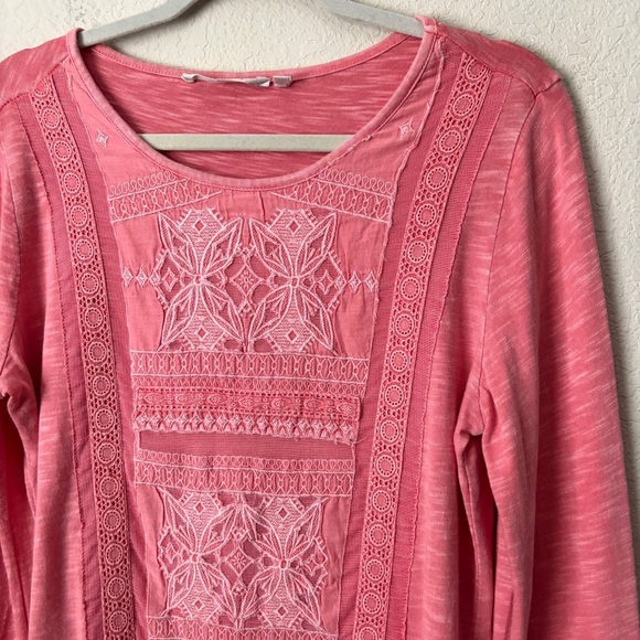 Soft Surroundings Boho Crochet Embroidered Alta Mara Long Sleeve Shirt - Picture 3 of 13